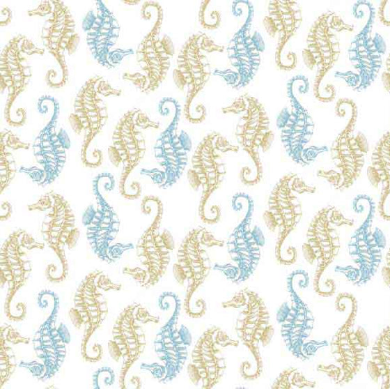 Makower UK Beachcomber - Seahorses - 1995/1 F6407 - The Fabric Bee
