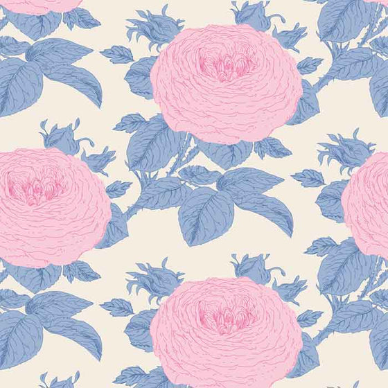 Tilda Patchwork Fabric Sunkiss Grandma's Rose Blue F6611 - The Fabric Bee