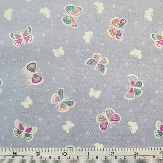 Lewis and Irene Fairy Nights Butterfly Glow on Light Grey A406.1  F6678 - The Fabric Bee