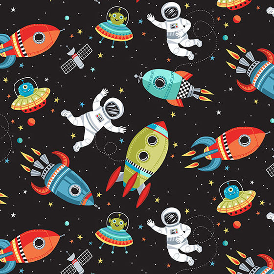 Makower UK Outer Space 2267/X  Scene Black F6814