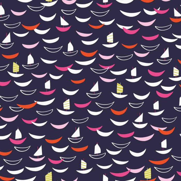 Dashwood Studio Silk Roads 1833 Trade Boats on Navy F6956