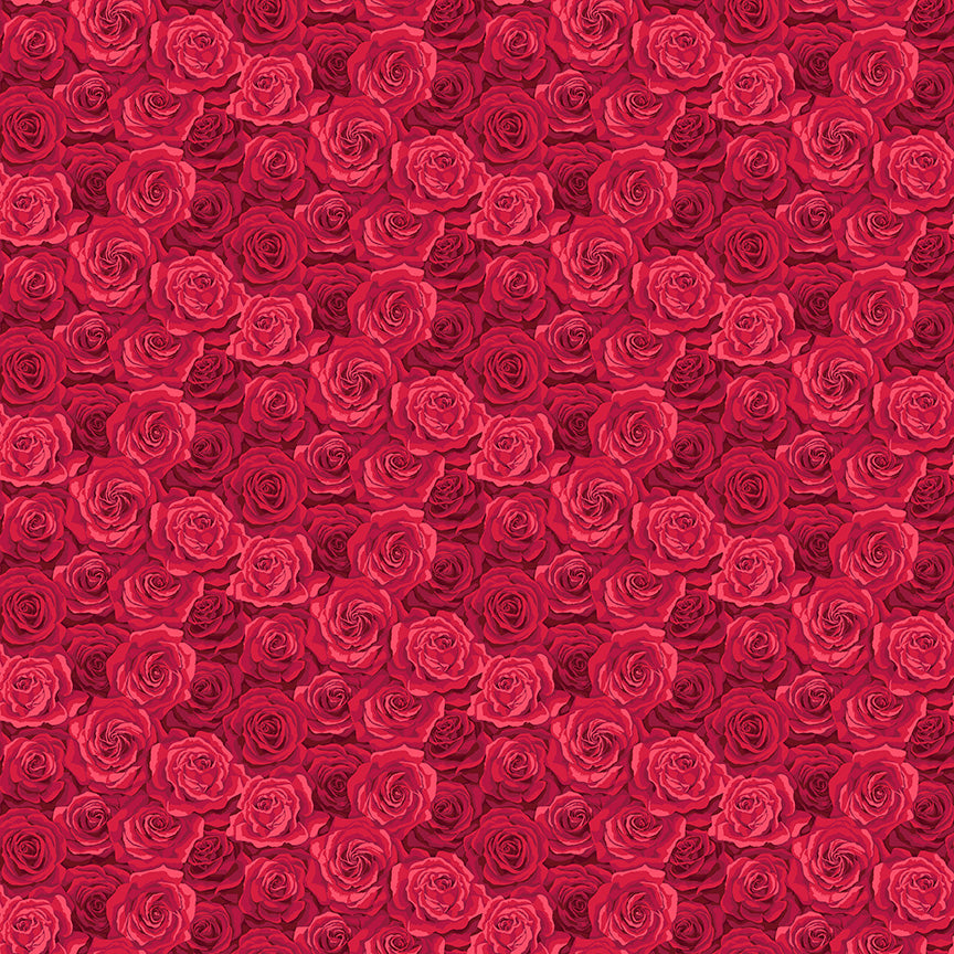 Makower UK Summer Garden 2321/R Packed Rose Red F6974