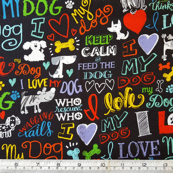 Timeless Treasures Fabric C5710 Dogs on Black F7044