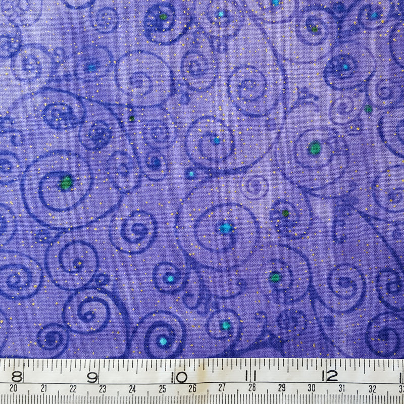 Timeless Treasures Fabric CM6414 Moonlight Plume Purple with Metallic F7050
