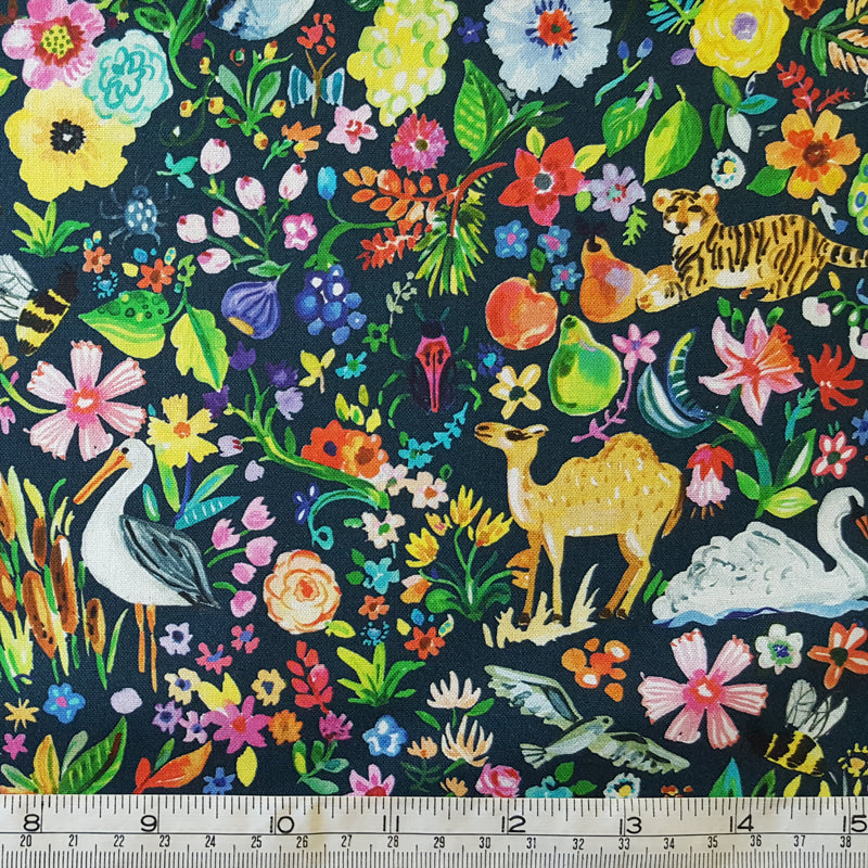 Dear Stella Fabric DCJ1750 Floral and Animals F7055