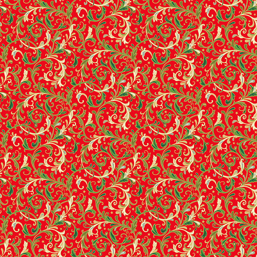 Makower UK Classic Foliage 2373/R Decorative Scroll Red F7092
