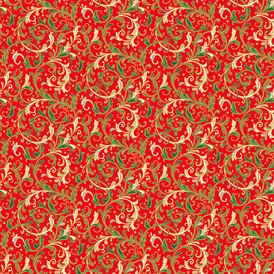 Makower UK Classic Foliage 2373/R Decorative Scroll Red F7092