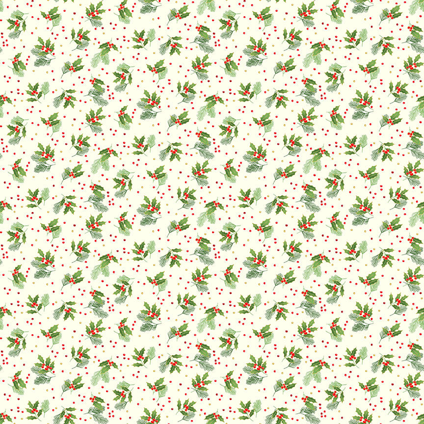 Makower UK Classic Foliage 2377/Q Holly Spray Cream F7098