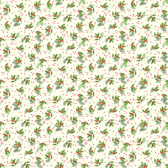 Makower UK Classic Foliage 2377/Q Holly Spray Cream F7098