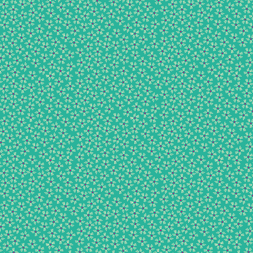 Henna from Makower UK 2391/T Dash Flower Turquoise F7147