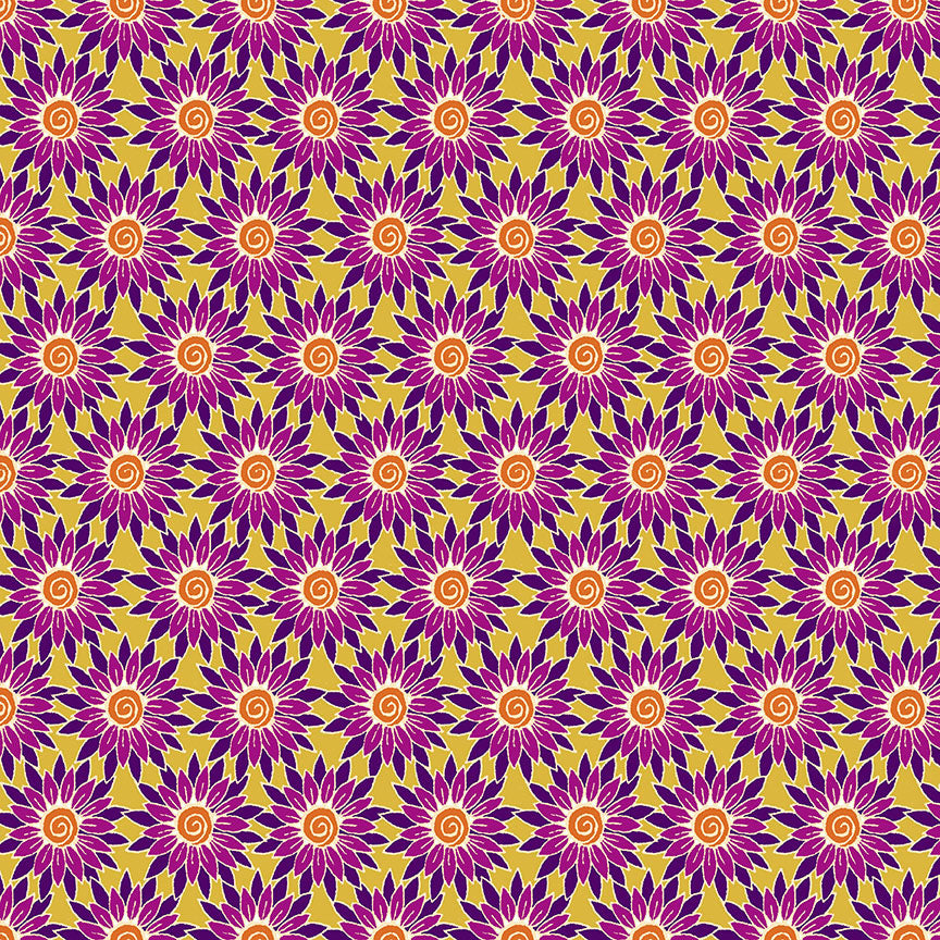 Henna from Makower UK 2392/YP Sunflower Yellow/Pink F7150