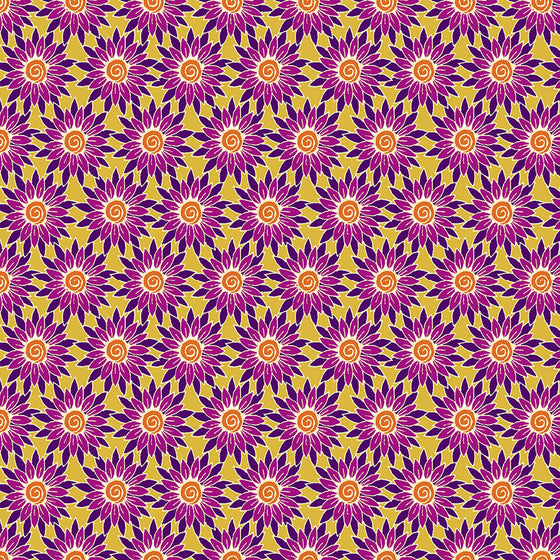 Henna from Makower UK 2392/YP Sunflower Yellow/Pink F7150