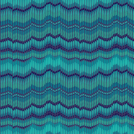 Henna from Makower UK 2397/T Moire Stripe Turquoise F7163