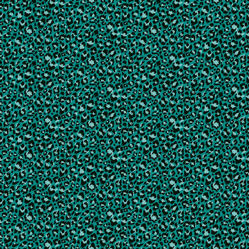 Jewel Tones by  Makower UK 2403/T Leopard Skin Teal F7172