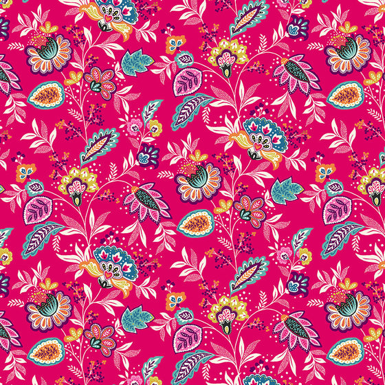 Jewel Tones by Makower UK 2427/P Sarasa on Hot Pink F7195