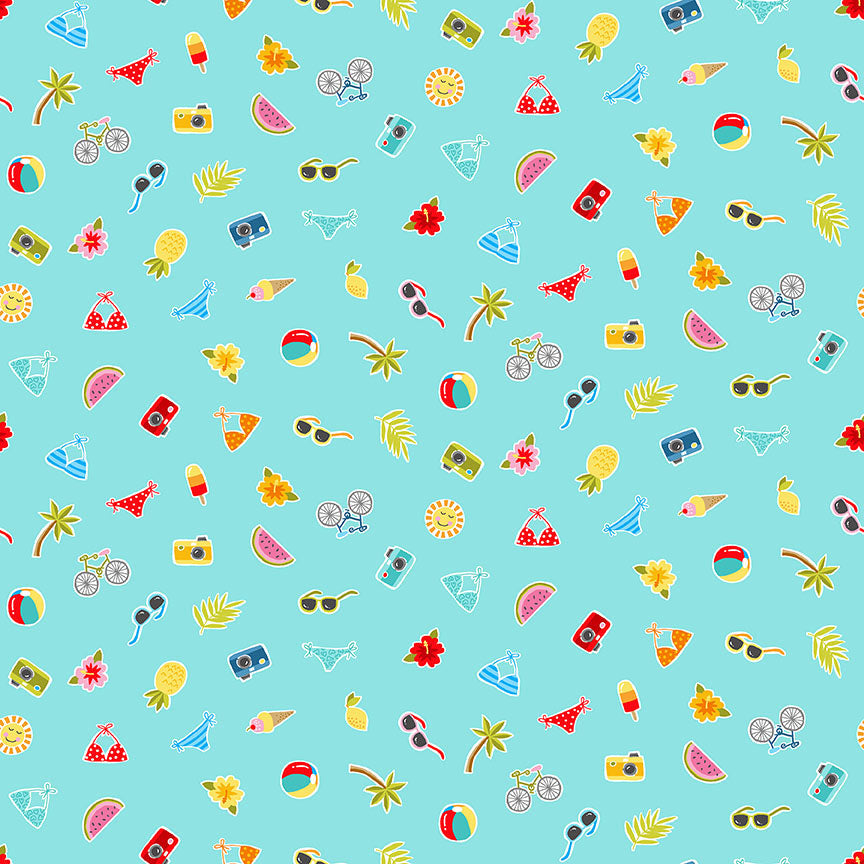 Pool Party by Makower UK 2441/T Scatter Turquoise F7220