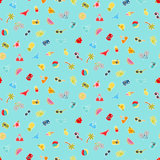 Pool Party by Makower UK 2441/T Scatter Turquoise F7220