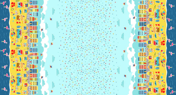 Pool Party by Makower UK 2446/1 Double Border F7229
