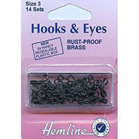 Hooks and Eyes Black Size 3 H400.3 - The Fabric Bee