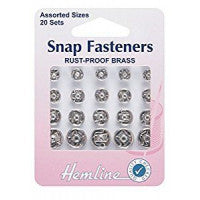 Snap Fasteners Sew On Nickle Assorted Sizes H420.99 - The Fabric Bee