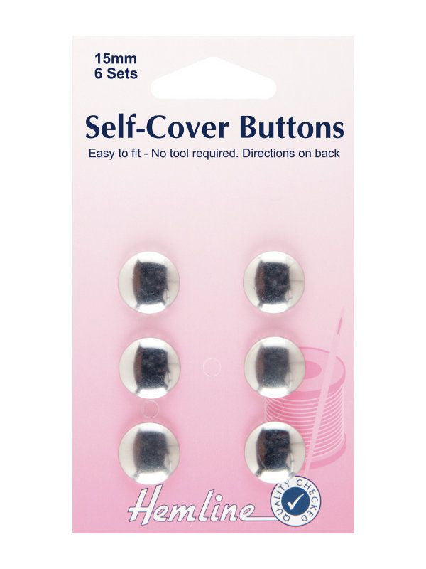 Self Cover Buttons Metal 15mm - The Fabric Bee