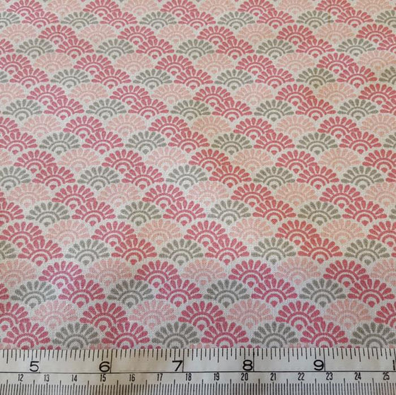 Medium Weight Cotton Fabric - Pink/Grey Sunrise Print - The Fabric Bee