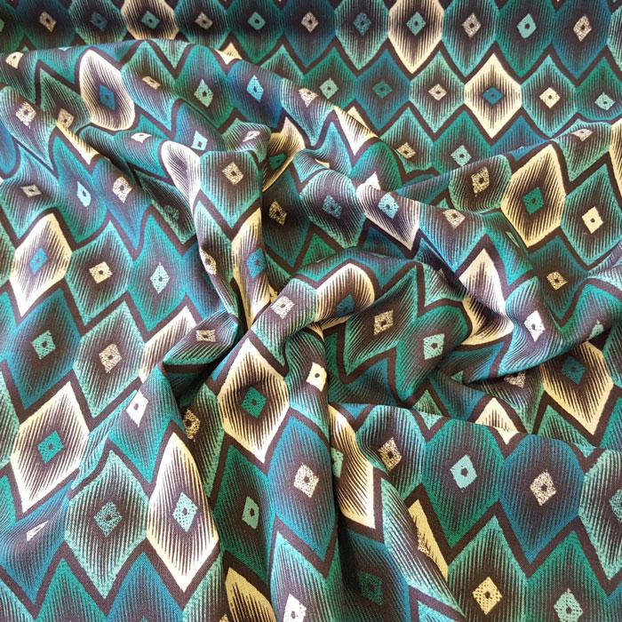 Medium Weight Cotton Fabric - Teal Diamonds - The Fabric Bee