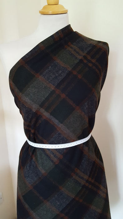 Printed Plaid Fabric Navy Background - The Fabric Bee