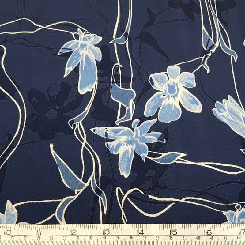 Polyester Floral Navy PH45 - The Fabric Bee
