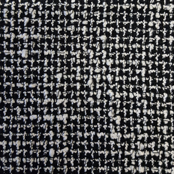 Black/White Mixed Fibre Boucle Check Fabric LAST REMNANT 120cm x 150cm