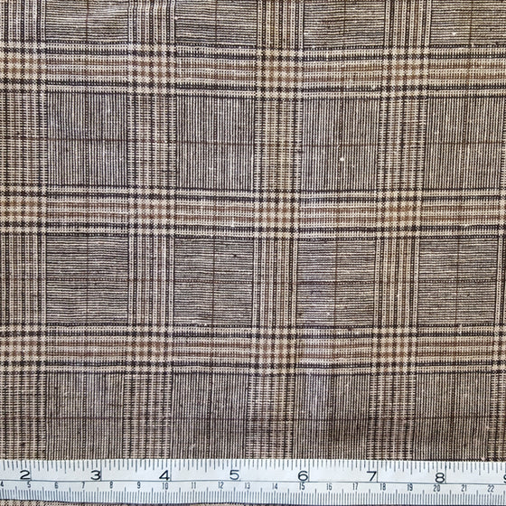 Brown Check Mixed Fibre Fabric LAST REMNANT 130CM X 140CM