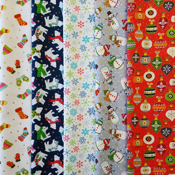 Makower UK Santa Express 5 Fat Quarter Pack B