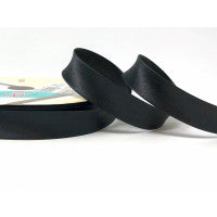 Bias Binding Satin Polyester Black 18mm - The Fabric Bee