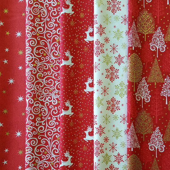 Makower UK Scandi 21 Red 5 Fat Quarter Pack