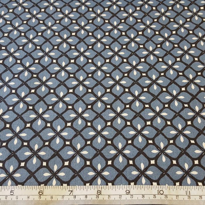 Cotton Canvas Black Diamond on Denim Blue Background - The Fabric Bee