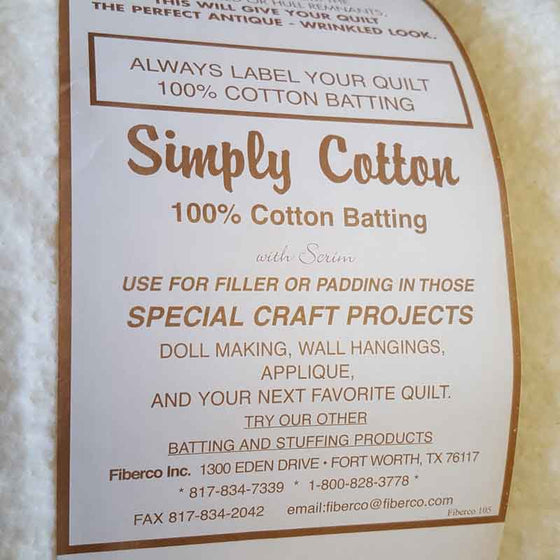 Simply Cotton Wadding 90"/230cm Wide - The Fabric Bee